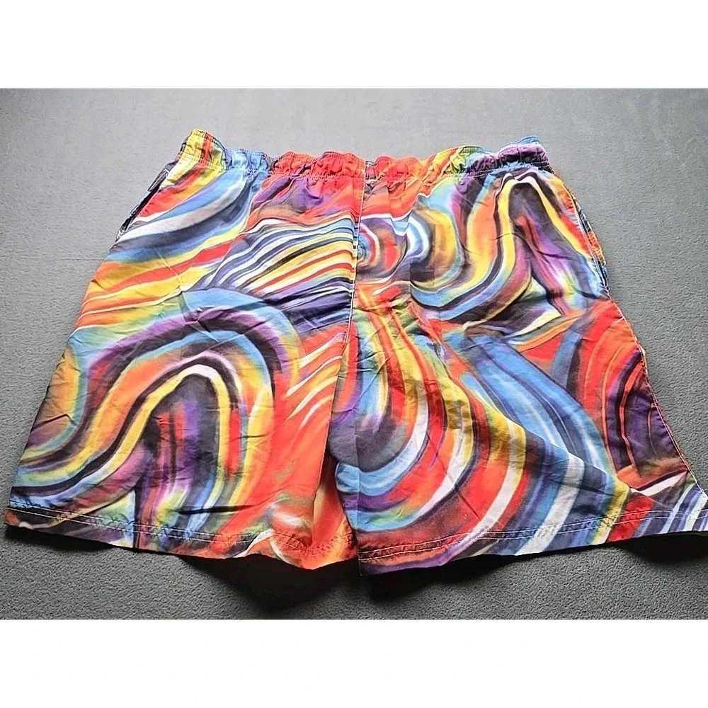 Highland Outfitters Mens Size L Multicolor Swirl Rainbow‎ Swim Beach Shorts